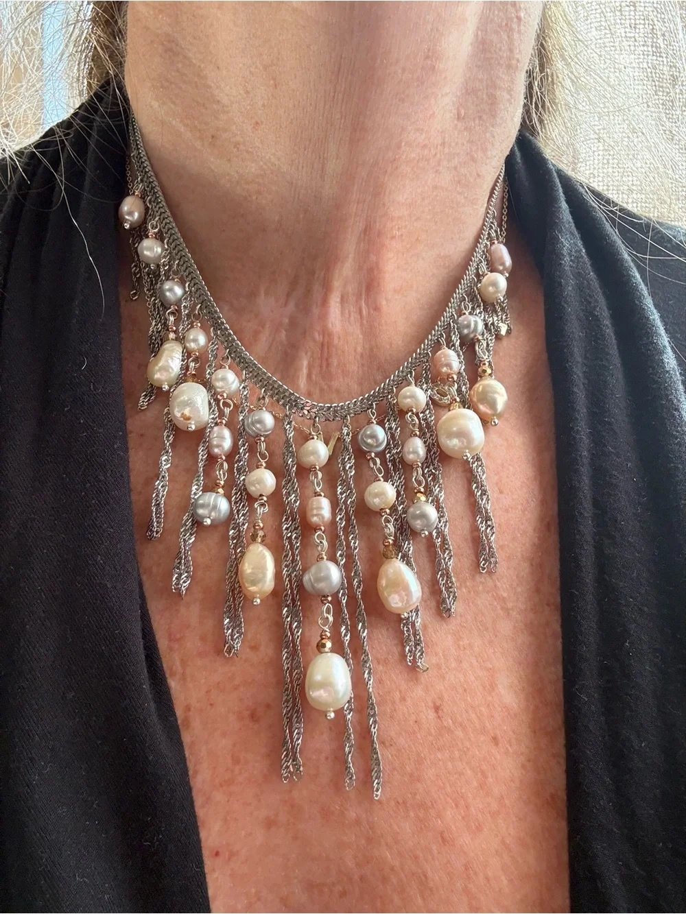 NWT Nakamol  Pearl Fringe Necklace